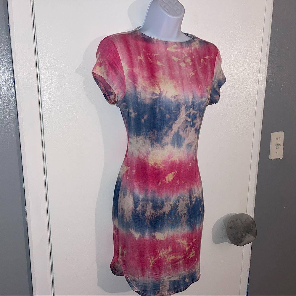 Pink & Blue Tie Dye Dress, Soft Material